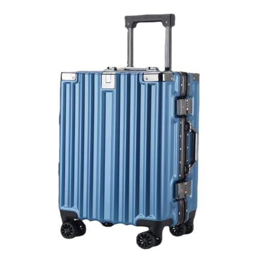 DINGYanL Trolley-Koffer Leises, Robustes Gepäck, langlebiges Gepäck, Neuer Trolley-Koffer mit Aluminiumrahmen, Universalräder for Studenten Reisekoffer (Color : Blue, Size : 20in) von DINGYanL
