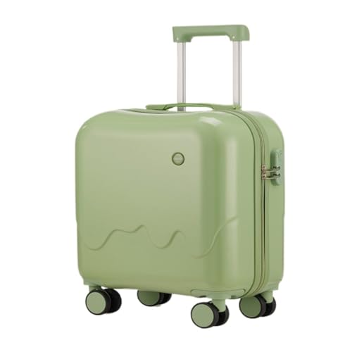 DINGYanL Trolley-Koffer Neuer Leichter Handgepäckkoffer, 20-Zoll-Multifunktionskoffer mit Getränkehalter, USB-Ladeanschluss Reisekoffer (Color : Green, Size : 18in) von DINGYanL