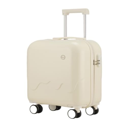 DINGYanL Trolley-Koffer Neuer Leichter Handgepäckkoffer, 20-Zoll-Multifunktionskoffer mit Getränkehalter, USB-Ladeanschluss Reisekoffer (Color : White, Size : 18in) von DINGYanL