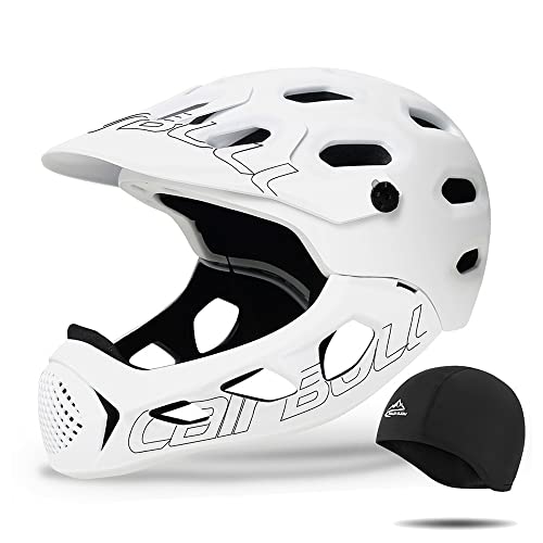 Fahrradhelm Fullface Integriert Fahrradhelm Jugend Fullface Helm mit Abnehmbarem Kinnschutz für MTB, BMX, Skateboard, 58-62CM,Schwarz von DIRERTYS