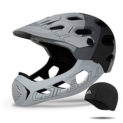 Fahrradhelm Fullface Integriert Fahrradhelm Jugend Fullface Helm mit Abnehmbarem Kinnschutz für MTB, BMX, Skateboard, 58-62CM,Schwarz von DIRERTYS