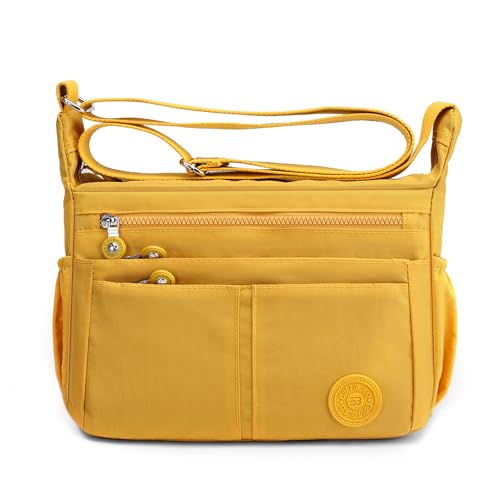 DIRRONA Beiläufig Damen Umhängetasche Multi Pocket Crossbody Bag Mittelgroße Umhängetasche Aus Nylon Reisen Schule Täglicher Gebrauch Damentasche Gelb DIRRONA Beiläufig Damen Umhängetasche Multi Pocket Crossbody Bag Mittelgroße Umhängetasche Aus Nylon Reisen Schule Täglicher Gebrauch Damentasche Gelb von DIRRONA