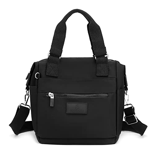 DIRRONA Beiläufig Damen Umhängetasche Multi Pocket Multi Fach Crossbody Bag Mittelgroße Umhängetasche Aus Wasserdicht Nylon Reisen Schule Täglicher Gebrauch Damentasche Schwarz von DIRRONA