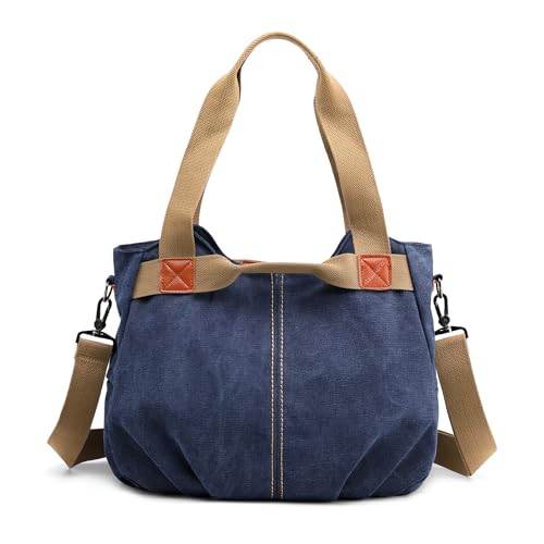 DIRRONA Casual Damen Segeltuch Umhängetasche Groß Kapazität Handtasche Reise Schultertasche Multifunktions Damentasche Damen Segeltuch Tasche Blau DIRRONA Casual Damen Segeltuch Umhängetasche Groß Kapazität Handtasche Reise Schultertasche Multifunktions Damentasche Damen Segeltuch Tasche Blau von DIRRONA