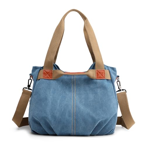 DIRRONA Casual Damen Segeltuch Umhängetasche Groß Kapazität Handtasche Reise Schultertasche Multifunktions Damentasche Damen Segeltuch Tasche Blaues A DIRRONA Casual Damen Segeltuch Umhängetasche Groß Kapazität Handtasche Reise Schultertasche Multifunktions Damentasche Damen Segeltuch Tasche Blaues A von DIRRONA