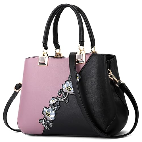 DIRRONA Damen Handtasche Mode Blumenmuster Schulterbeutel Große Kapazität Umhängetasche Casual Reise 2 Farben Nähdesign Tasche für Frauen Haarkugel Anhänger Handtschasche Lila DIRRONA Damen Handtasche Mode Blumenmuster Schulterbeutel Große Kapazität Umhängetasche Casual Reise 2 Farben Nähdesign Tasche für Frauen Haarkugel Anhänger Handtschasche Lila von DIRRONA