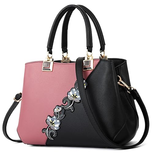 DIRRONA Damen Handtasche Mode Blumenmuster Schulterbeutel Große Kapazität Umhängetasche Casual Reise 2 Farben Nähdesign Tasche für Frauen Haarkugel Anhänger Handtschasche Rosa DIRRONA Damen Handtasche Mode Blumenmuster Schulterbeutel Große Kapazität Umhängetasche Casual Reise 2 Farben Nähdesign Tasche für Frauen Haarkugel Anhänger Handtschasche Rosa von DIRRONA