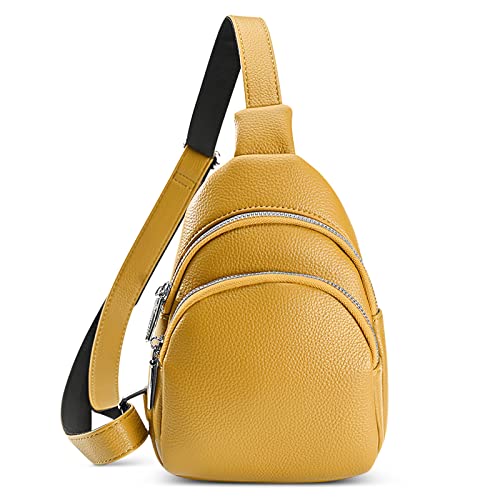 DIRRONA Damen Kleine Umhängetasche Mode Brusttasche lässig Damen Umhängetasche Wasserdicht Echtes Leder Crossbody Umhängetasche Verstellbarer Geeignet für Outdoor Radfahren Reisen von DIRRONA