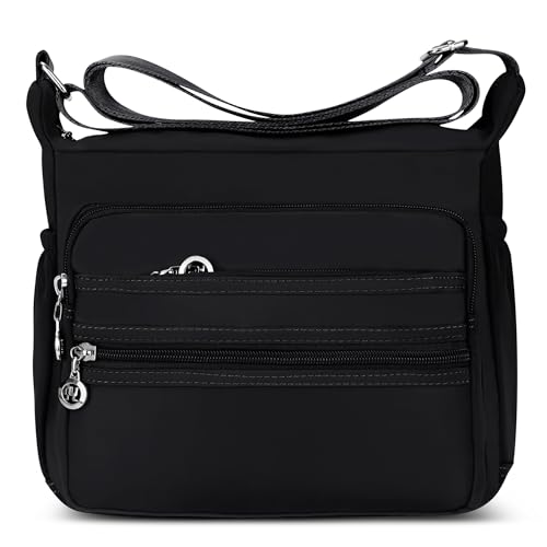 DIRRONA Damen Umhängetasche Casual Groß Kapazität Schultertasche Wasserdicht Damen Reise Arbeit Lässig Täglich Nylon Handtasche Multi Tasche Damen Messenger Bag 2 Größen Schwarz A DIRRONA Damen Umhängetasche Casual Groß Kapazität Schultertasche Wasserdicht Damen Reise Arbeit Lässig Täglich Nylon Handtasche Multi Tasche Damen Messenger Bag 2 Größen Schwarz A von DIRRONA