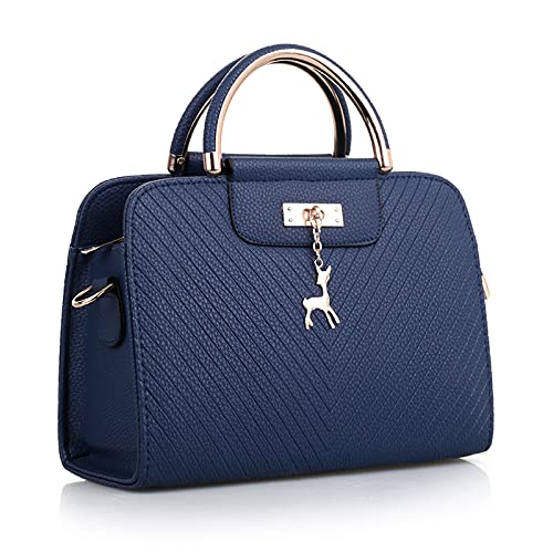 DIRRONA Elegant Damen Handtaschen Casual Umhängetasche Reise Schultertasche Groß Kapazität Umhängetaschen Damen Handtasche Rehbrauner Metallanhänger Blau DIRRONA Elegant Damen Handtaschen Casual Umhängetasche Reise Schultertasche Groß Kapazität Umhängetaschen Damen Handtasche Rehbrauner Metallanhänger Blau von DIRRONA