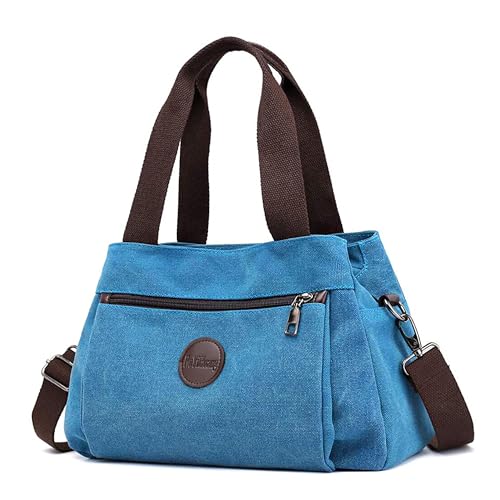 DIRRONA Elegant Damen Segeltuch Umhängetasche Groß Kapazität Handtasche Casual Reise Schultertasche Multi Tasche Umhängetaschen Damen Segeltuch Tasche Blau DIRRONA Elegant Damen Segeltuch Umhängetasche Groß Kapazität Handtasche Casual Reise Schultertasche Multi Tasche Umhängetaschen Damen Segeltuch Tasche Blau von DIRRONA