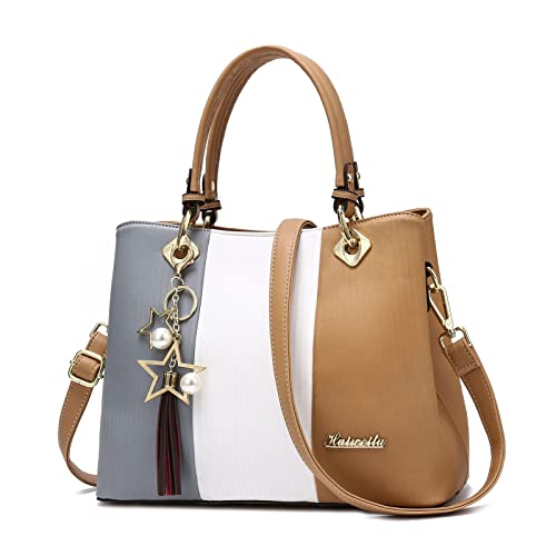 DIRRONA Mode Damen Handtaschen Elegant Umhängetasche Damen Messenger Kunstleder Obere Tragetasche Quaste Anhänger Geeignet Reise Arbeiten Täglicher Gebrauch Braun von DIRRONA