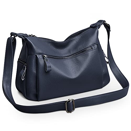 DIRRONA Mode Damen Umhängetasche Groß Kapazität Schultertasche Leicht Reise Handtasche Wasserdicht Rindsleder Frauen Umhängetasche Blau DIRRONA Mode Damen Umhängetasche Groß Kapazität Schultertasche Leicht Reise Handtasche Wasserdicht Rindsleder Frauen Umhängetasche Blau von DIRRONA