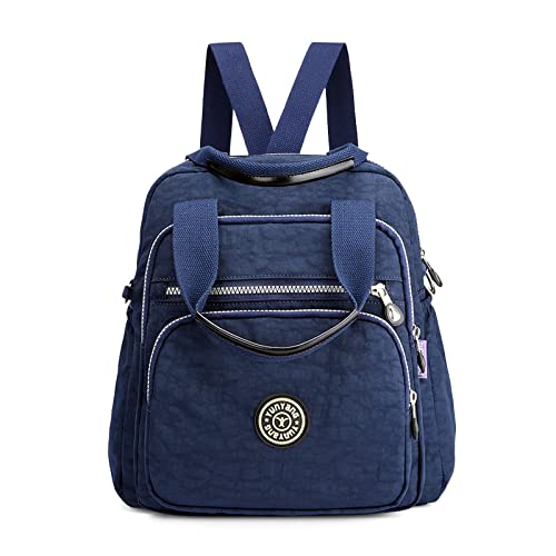 DIRRONA Modischer Damenrucksack Bunte Damen Umhängetasche Multi Pocket Crossbody Bag Leicht Handtasche Nylon Reisen Schule Täglicher Gebrauch Damentasche Blau von DIRRONA