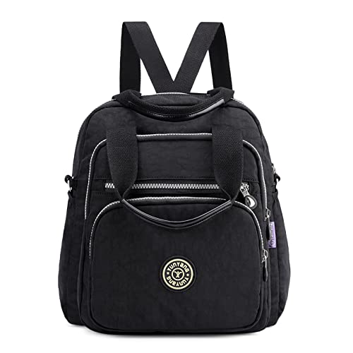 DIRRONA Modischer Damenrucksack Bunte Damen Umhängetasche Multi Pocket Crossbody Bag Leicht Handtasche Nylon Reisen Schule Täglicher Gebrauch Damentasche Schwarz DIRRONA Modischer Damenrucksack Bunte Damen Umhängetasche Multi Pocket Crossbody Bag Leicht Handtasche Nylon Reisen Schule Täglicher Gebrauch Damentasche Schwarz von DIRRONA