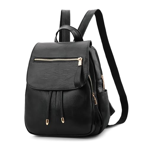 DIRRONA Rucksack Damen Beiläufig Diebstahlschutz Daypack Reise Wasserdicht Rucksack Schule Büro Geschäftsreise PU Leder Mittel Damen Rucksack Schwarz DIRRONA Rucksack Damen Beiläufig Diebstahlschutz Daypack Reise Wasserdicht Rucksack Schule Büro Geschäftsreise PU Leder Mittel Damen Rucksack Schwarz von DIRRONA