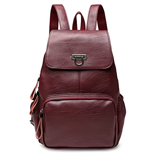 DIRRONA Rucksack Damen Elegant Rucksack im Klappdesign Casual Damen Schultertaschen PU Leder Wasserdicht Schulrucksack für Mädchen Reisen Arbeit Handtasche Rot DIRRONA Rucksack Damen Elegant Rucksack im Klappdesign Casual Damen Schultertaschen PU Leder Wasserdicht Schulrucksack für Mädchen Reisen Arbeit Handtasche Rot von DIRRONA