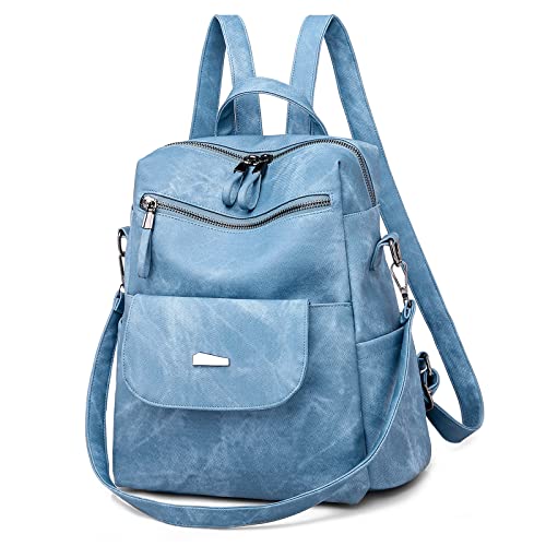 DIRRONA Rucksack Damen Lässig Schultertaschen Mehrere Taschen Large Rucksack wasserdichte Diebstahlschutz PU Leder Bag Ausflüge Schule Arbeit Damen Rucksack Blau DIRRONA Rucksack Damen Lässig Schultertaschen Mehrere Taschen Large Rucksack wasserdichte Diebstahlschutz PU Leder Bag Ausflüge Schule Arbeit Damen Rucksack Blau von DIRRONA