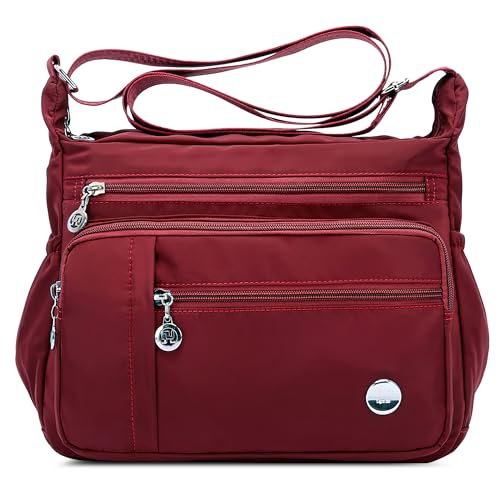 DIRRONA Umhängetasche Damen Casual Schultertasche Groß Kapazität Wasserdicht Damen Reise Arbeit Lässig Täglich Nylon Handtasche Multi Tasche Damen Messenger Bag 2 Größen Rote L DIRRONA Umhängetasche Damen Casual Schultertasche Groß Kapazität Wasserdicht Damen Reise Arbeit Lässig Täglich Nylon Handtasche Multi Tasche Damen Messenger Bag 2 Größen Rote L von DIRRONA