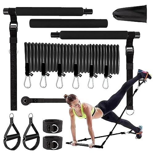 Pilates Ausrüstung, Pilates Bar Set mit 6 elastischen verstellbaren Widerstandsbändern, Multifunktionale Pilates Sculpt Bar mit einem Workout, Pilates Sculpt Bar für Home Workout, Yoga, Pilates, von DISPRA