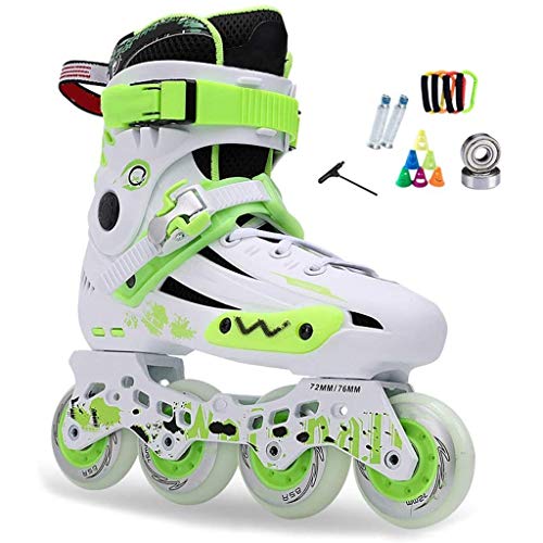 Einstellbare Light Up Kid Inline Skates, Roller Blades for Jungen Und Mädchen, 3 Farben(Groen,EU 38/US 6/UK 5/JP 24cm) von DIoFent