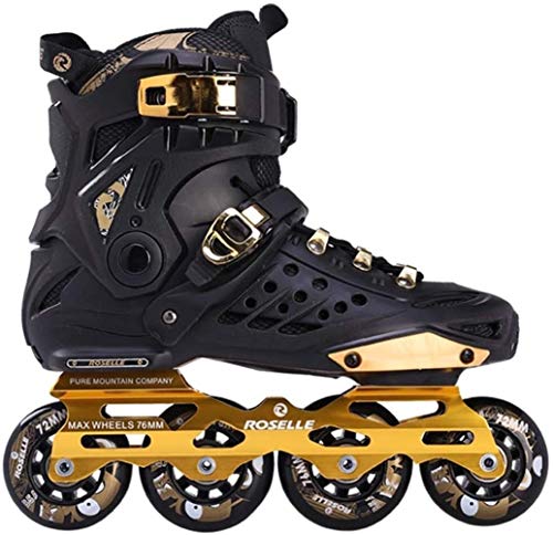 Inline Speed ​ Skates Schuhe Hockey Turnschuhe Rollen Frauen Männer for Erwachsene Skates Inline Professional 10 Größe, Schwarzes Gold(UK3.5EU36) von DIoFent