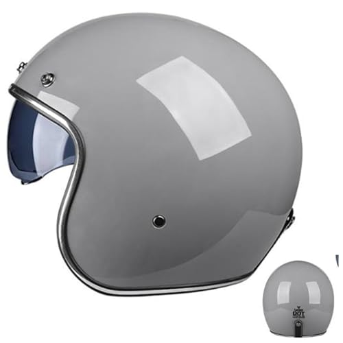 Halbschalenhelm Jethelm Roller-Helm ECE-Zulassung Vintage Motorradhelm Brain-Cap Motorrad Halbhelme Mit Built-In Visier Cruiser Scooter Helm Für Herren Damen von DJCALA