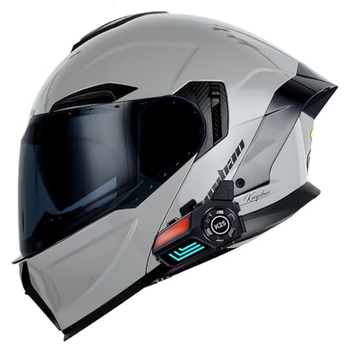 Klappbare Motorradhelme, modularer Bluetooth-Motorradhelm, modularer Doppelvisierhelm mit hochfester Schale, ECE-zugelassen, Headset-Helme mit Zwei Lautsprechern für den Rennsport von DJCALA