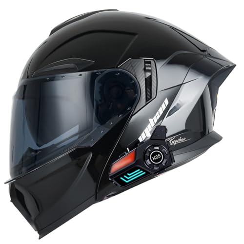 Klappbare Motorradhelme, modularer Bluetooth-Motorradhelm, modularer Doppelvisierhelm mit hochfester Schale, ECE-zugelassen, Headset-Helme mit Zwei Lautsprechern für den Rennsport von DJCALA