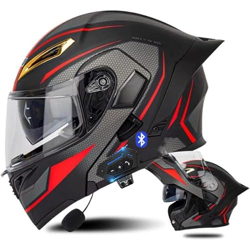 Modularer Bluetooth-Motorradhelm zum Hochklappen vorne, ECE-geprüft, mit doppelter Sonnenblende, gebaute Helme, Straßenmoped, Roller, Sturzhelm, Herren und Damen von DJCALA