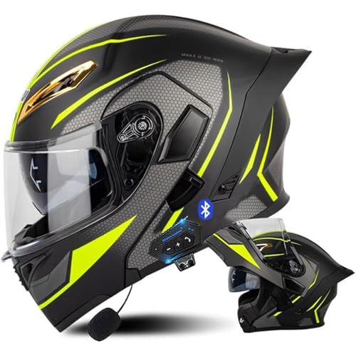 Modularer Bluetooth-Motorradhelm zum Hochklappen vorne, ECE-geprüft, mit doppelter Sonnenblende, gebaute Helme, Straßenmoped, Roller, Sturzhelm, Herren und Damen von DJCALA