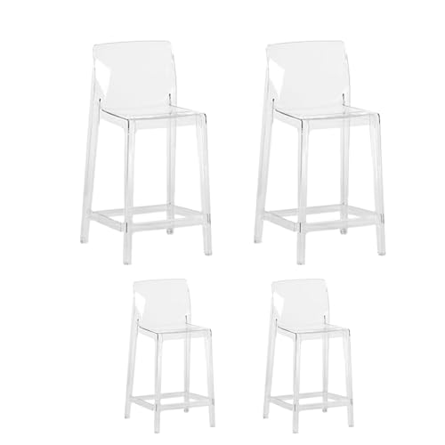 DJHFHCS Moderne, transparente Barhocker, 4er-Set, hohe Thekenhocker mit Rückenlehnen für Küche, Esszimmer, Pub, stabiles und stilvolles Design, 75 cm Höhe Enterprise von DJHFHCS