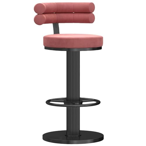 DJHFHCS Moderne drehbare Barhocker aus Samt mit Rückenlehne und Fußstütze, höhenverstellbar, Kücheninsel-Thekenstühle für das Esszimmer, robuste rosa Barhocker (Größe: 65–80 cm) Enterprise von DJHFHCS