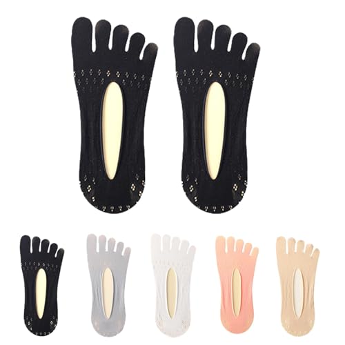 DJHVJS Damen-Zehensocken, unsichtbare, atmungsaktive Fünf-Finger-Socken, Ganzfinger-Socken mit Gel-Tab-Toe-getrennten Socken (Black) von DJHVJS