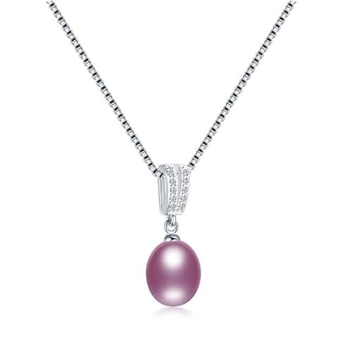DJMJHG Echte natürliche Süßwasser Oval Perlenkette Sterling Silber Zirkon Anhänger Floating Fine Jewelry für Frauen Lila DJMJHG Echte natürliche Süßwasser Oval Perlenkette Sterling Silber Zirkon Anhänger Floating Fine Jewelry für Frauen Lila von DJMJHG
