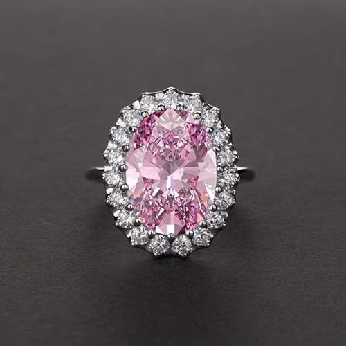DJMJHG Großer ovaler Diamant-Ehering mit hohem Kohlenstoffgehalt, 100% 925er Sterlingsilber, Moissanite-Edelstein, edles Schmuckgeschenk, 6 Pink DJMJHG Großer ovaler Diamant-Ehering mit hohem Kohlenstoffgehalt, 100% 925er Sterlingsilber, Moissanite-Edelstein, edles Schmuckgeschenk, 6 Pink von DJMJHG