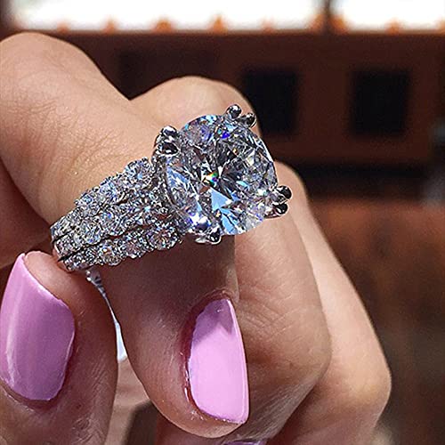 DJMJHG Luxus Große Runde Kristall Zirkon Frauen Ehering Silber Farbe Elegante Dame Verlobungsring Modeschmuck 10 Weiß DJMJHG Luxus Große Runde Kristall Zirkon Frauen Ehering Silber Farbe Elegante Dame Verlobungsring Modeschmuck 10 Weiß von DJMJHG