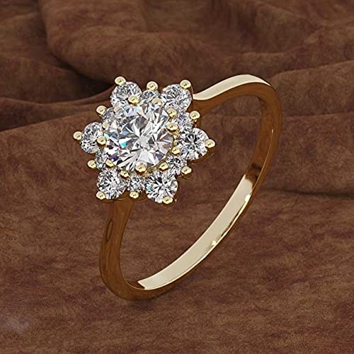 DJMJHG Luxus Ring für Frau Sterling Silber 925 Ring Party Chirstmas weibliche Geschenke 10 weiß (Goldener Ring) von DJMJHG