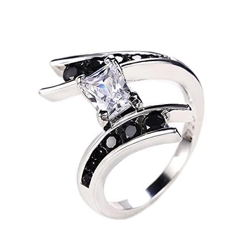 DJMJHG Mode Geometrische Form Frauen Ring Hochzeit Verlobungsfeier Ring Fingerring Weiß & Schwarz Stein Täglich 9 Multi 9 von DJMJHG