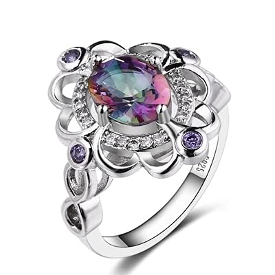 DJMJHG Real Mystic Rainbow Topaz 925 Sterling Silber Ring Amethyst Verlobungsringe für Frauen weiblich Original Fine Jewelry 6 von DJMJHG