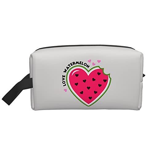 Herzförmige Wassermelonen-Kosmetiktasche, Reise-Toilettenartikel, Make-up-Organizer, große Kapazität, tragbare Reisekosmetiktaschen für Frauen und Mädchen von DJNGN