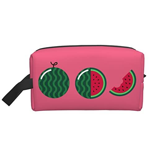 Interessante Wassermelonen-Pfirsich-Rosa-Kosmetiktasche, Reise-Toilettenartikel, Make-up-Organizer, große Kapazität, tragbare Reisekosmetiktaschen für Frauen und Mädchen von DJNGN