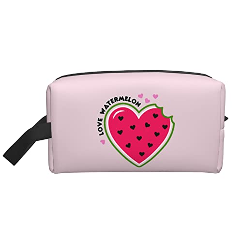 Make-up-Tasche mit Herzform, Wassermelonen, Rosa, Reise-Toilettenartikel, Make-up-Organizer, große Kapazität, tragbare Reise-Kosmetiktaschen für Frauen und Mädchen von DJNGN
