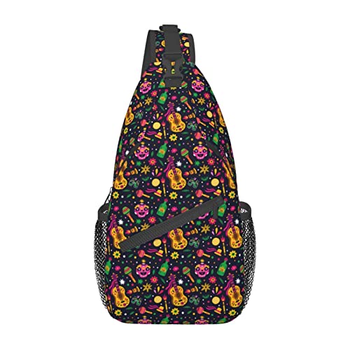 Mexican Holiday Flowers Sling Bag, Chest Bag Daypack, Crossbody Sling Rucksack für Reisen, Sport, Laufen, Wandern von DJNGN