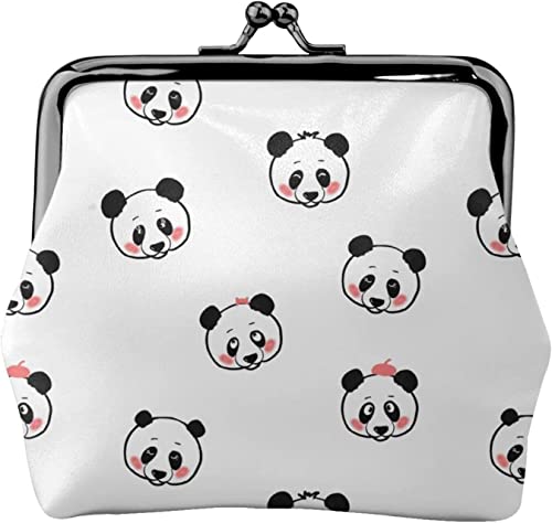 Nahtlose Muster mit Pandas Damen-Leder-Geldbörse, Kleingeldbeutel mit Kiss-Lock-Verschluss, Schnallen-Geldbörse für Mädchen-Geschenk von DJNGN