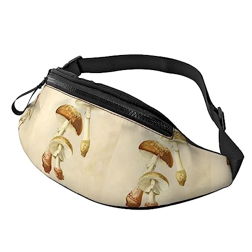 Vintage essbare Pilze Hüfttasche Gürteltaschen für Männer Frauen Hüfttasche mit verstellbarem Riemen zum Laufen, Reisen, Wandern, Hund, Spazierengehen, Training von DJNGN