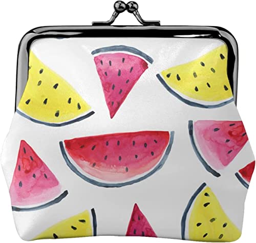 Wassermelonenscheiben Nahtloses Muster Damen-Ledergeldbörse, Kleingeldbeutel mit Kiss-Lock-Verschluss, Schnallen-Geldbörse für Mädchen-Geschenk von DJNGN