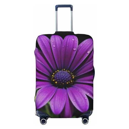 DJUETRUI Gepäckabdeckung, violettes Gänseblümchen, elastisch, kratzfest, Reisekoffer-Schutz, waschbar, staubdicht, passend für 45,7 - 81,3 cm große Gepäckstücke, Schwarz , xl von DJUETRUI