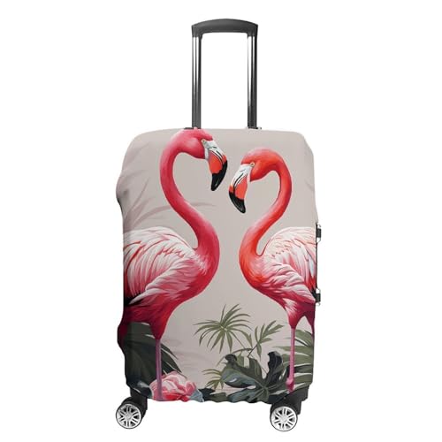DJUETRUI Gepäckabdeckung mit Flamingo-Vögeln auf Hintergrund, staubdicht, elastisch, waschbar, Reisegepäckschutz, Koffer-Schutz, dehnbarer Gepäckschutz für 48,3 - 81,3 cm Gepäck, Stil:, M von DJUETRUI