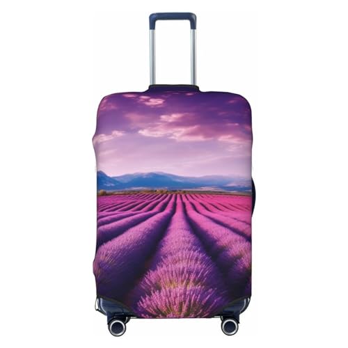 DJUETRUI Lavendelfelder Gepäckabdeckung, staubdicht, elastisch, waschbar, Reisegepäckschutz, Koffer-Schutz, dehnbarer Gepäckschutz für 45,7 - 81,3 cm Gepäck, Schwarz , M von DJUETRUI